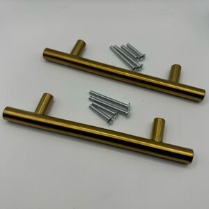4" Center Brushed Brass Drawer Pull — Includes Two Sizes of Screws